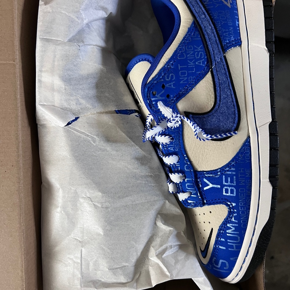 Jackie Robinson Nike Dunk Low Top Blue and Cream Men's Sneakers
